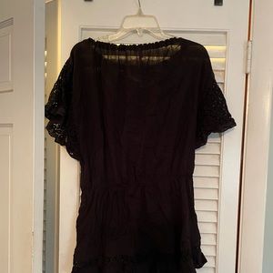 Black top with lace sleeves